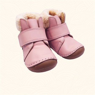 Lil Bugga Appa, gerçek deri, pudra rengi, kız bebekler için sağlıklı ilk adım ayakkabısı.