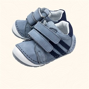 Lil Bugga Çika, gerçek deri, gri renk, kız ve erkek bebekler için ilk adım spor ayakkabısı.