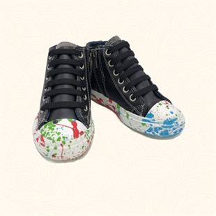 Lil Bugga Killah, siyah grafiti desenli, kız ve erkek çocuklar için kışlık spor ayakkabı.
