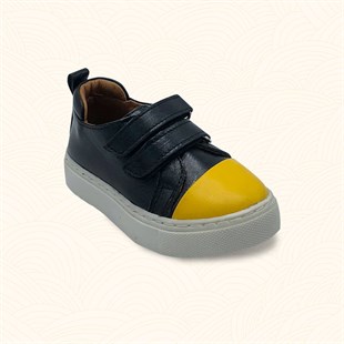Lil Bugga Romeo, gerçek deri, sarı ve siyah renk, erkek çocuk ilk adım ayakkabısı.