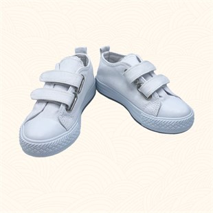 Lil Bugga Spiky, beyaz renk, kanvas, terletmeyen çocuk spor ayakkabısı.