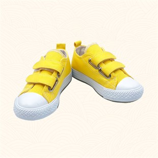 Lil Bugga Spiky, sarı renk, kanvas, terletmeyen çocuk spor ayakkabısı.