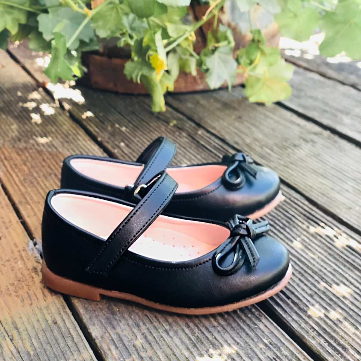 Kız Çocuk Babet Ayakkabı Kitty - Siyah Renk 2183 | Lilbugga