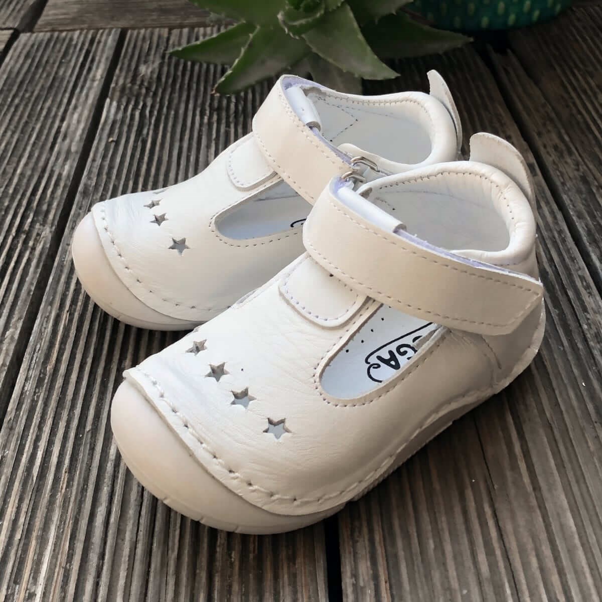 Deri İlk Adım Ayakkabısı Ponçik - Beyaz Renk 2076 | Lilbugga