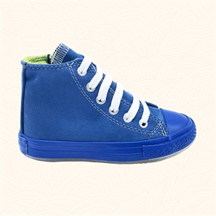 Lil Bugga Killah, mavi renk, kız ve erkek çocuklar için kışlık spor ayakkabı, yandan görünüm.