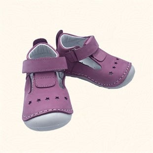 Lil Bugga Ponçik, anatomik tabanlı, gerçek deri,  pembe renk, kız bebek ilk adım ayakkabısı.