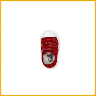 Lil Bugga Spiky, kırmızı renk, kanvas, terletmeyen çocuk spor ayakkabısı, üstten görünüm.