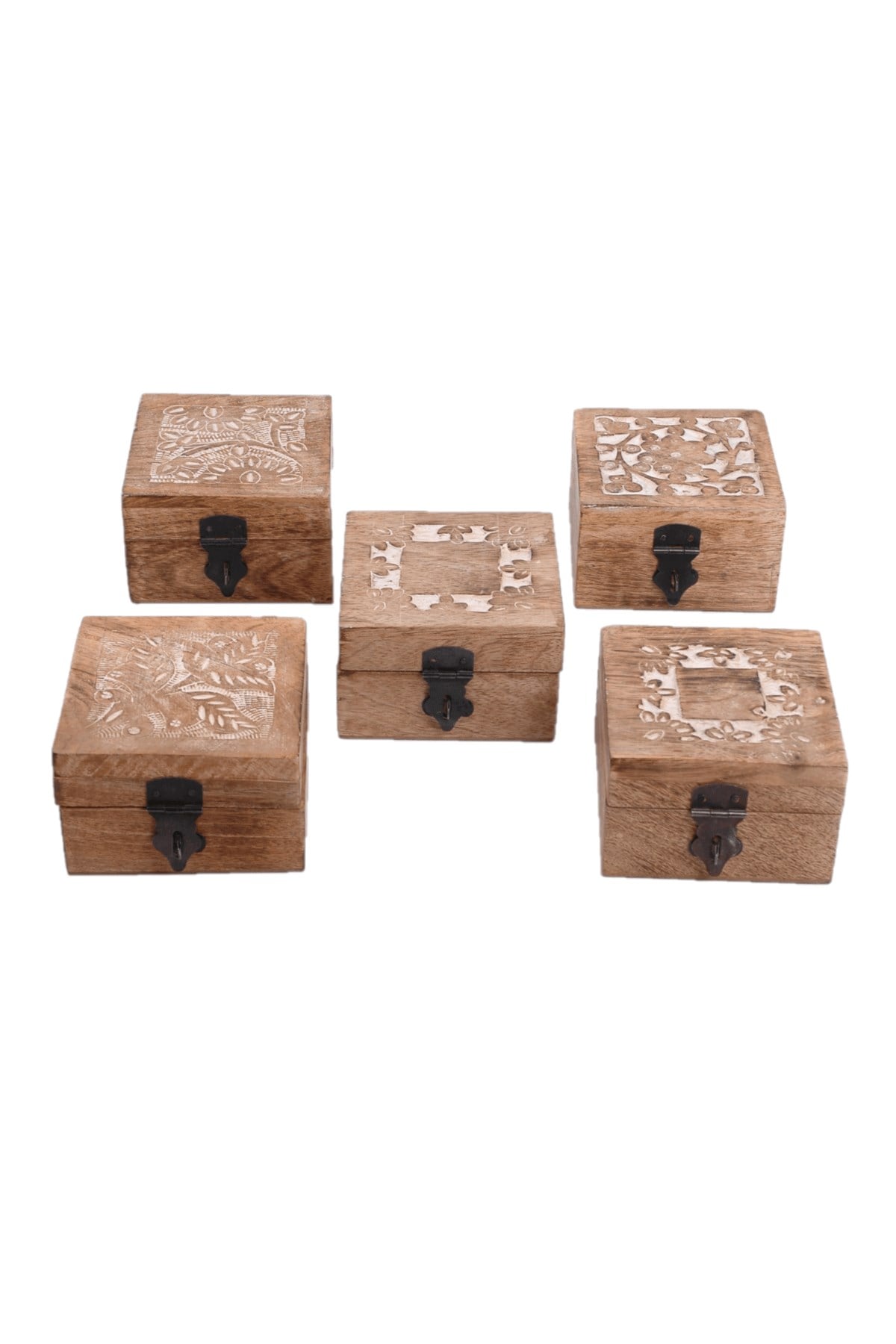 10x10 Ahşap Kabartma Desenli Kare Kutu