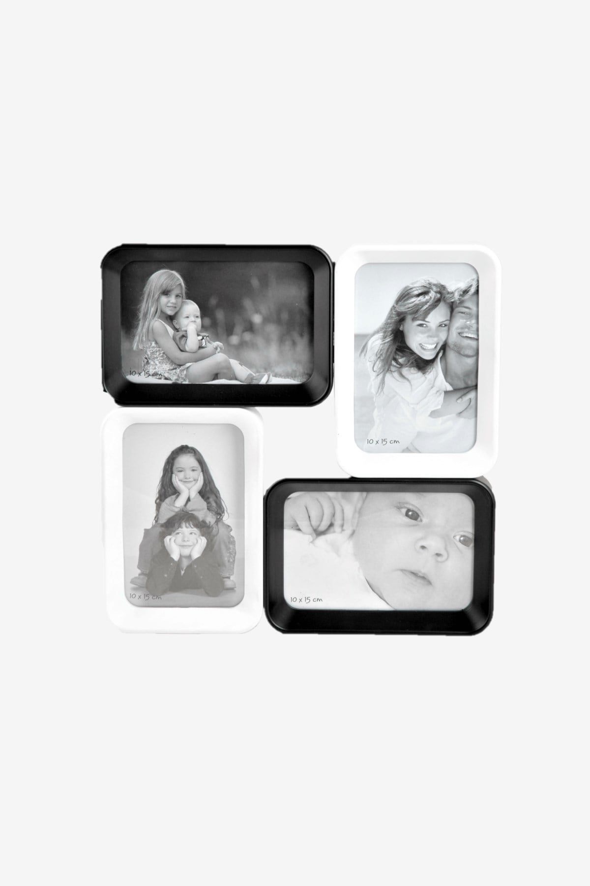 10x15 4'lü Siyah/Beyaz Plastik Çerçeve