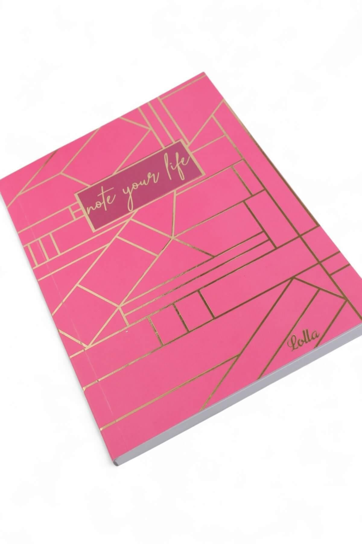 13x20cm Lolla Pembe  Renkli Çizgili 128 Sayfa Yumuşak Defter
