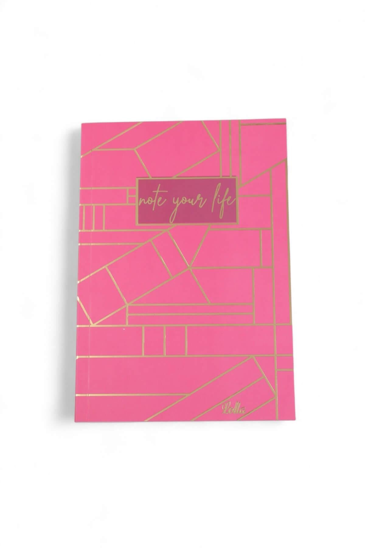 13x20cm Lolla Pembe  Renkli Çizgili 128 Sayfa Yumuşak Defter