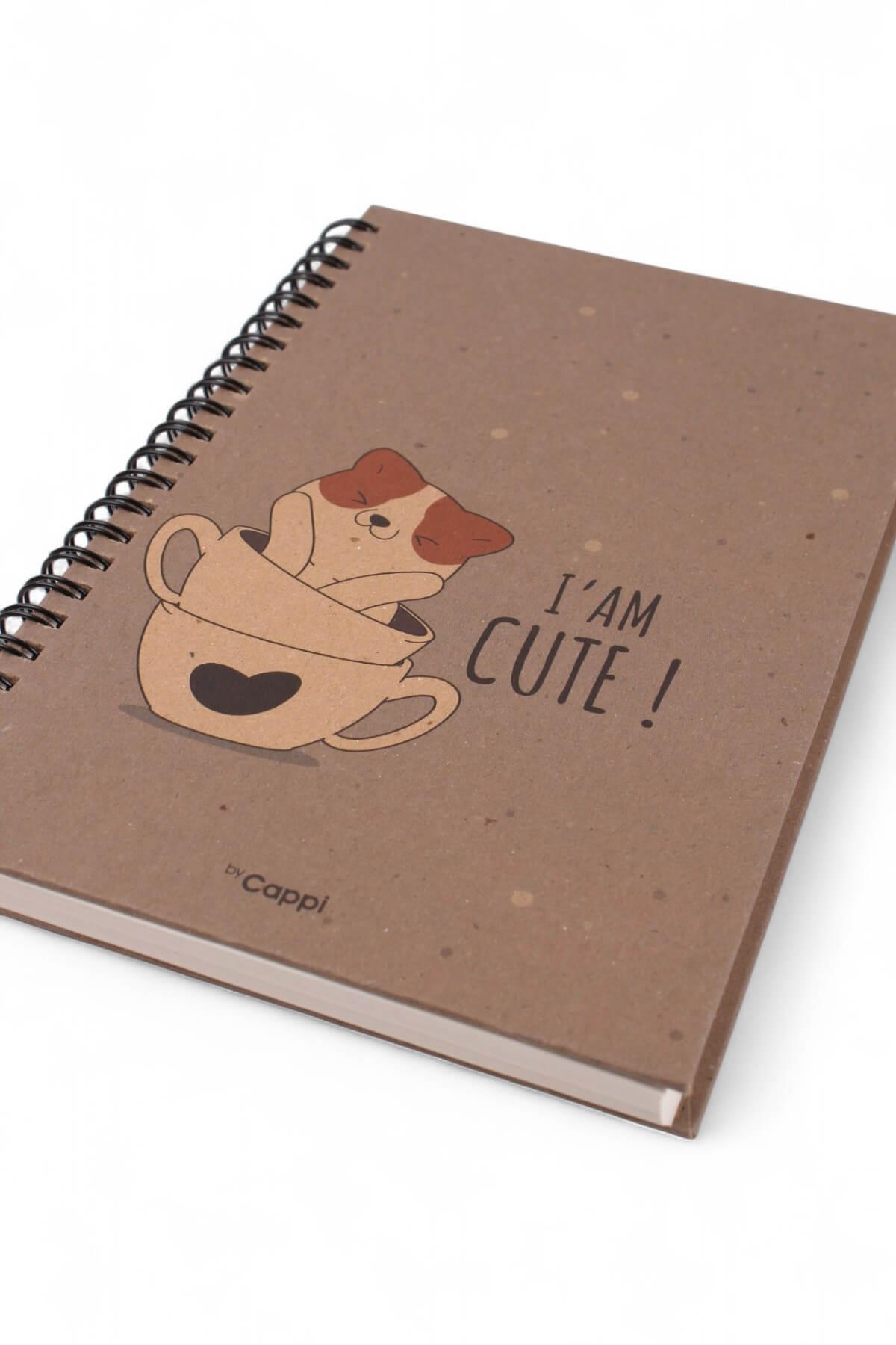 13x21cm Kraft Spiralli Cute  160 Sayfa Çizgili Kalın Kapak Defter