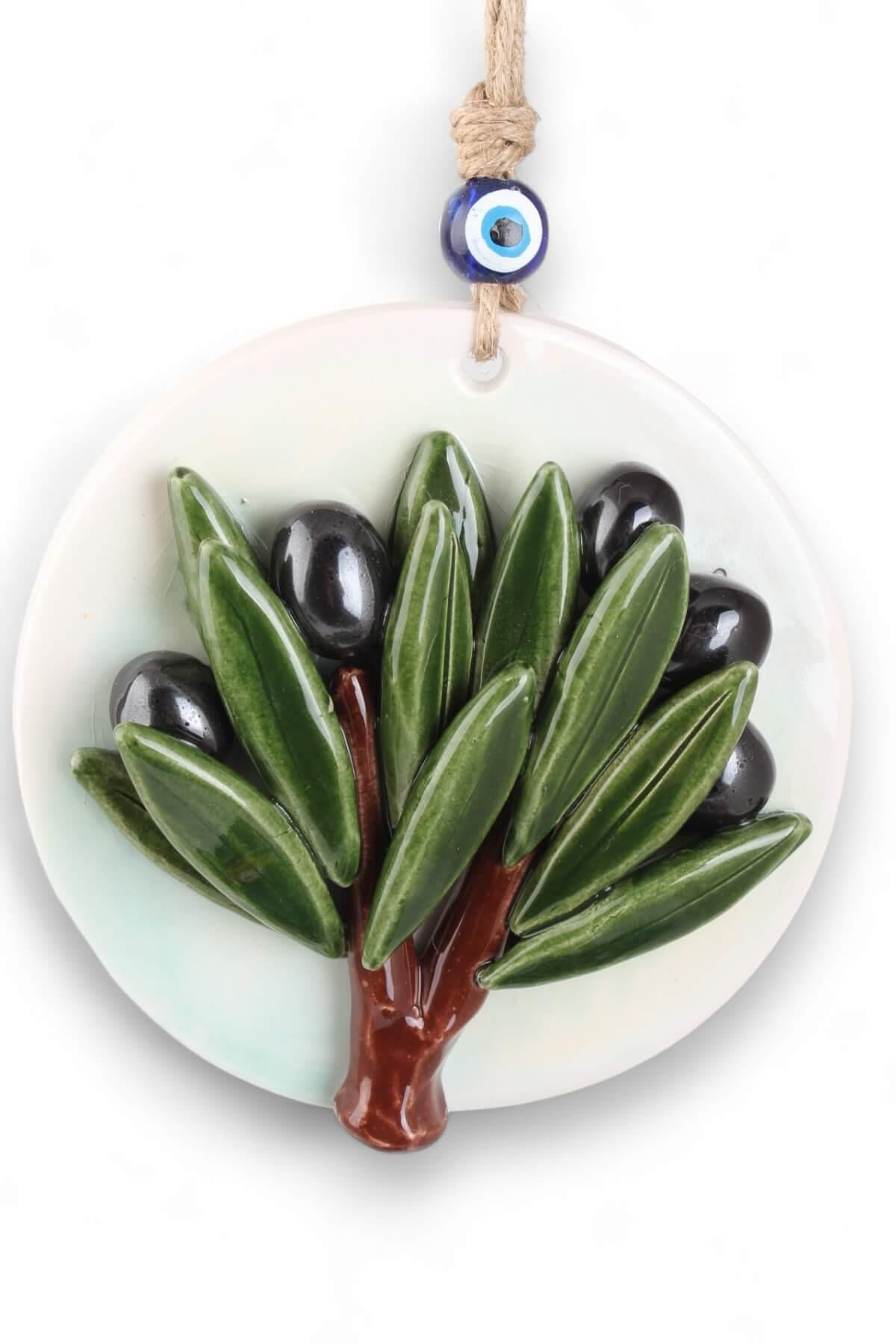 14cm Zeytin Ağacı Seramik Yuvarlak Nazarlık