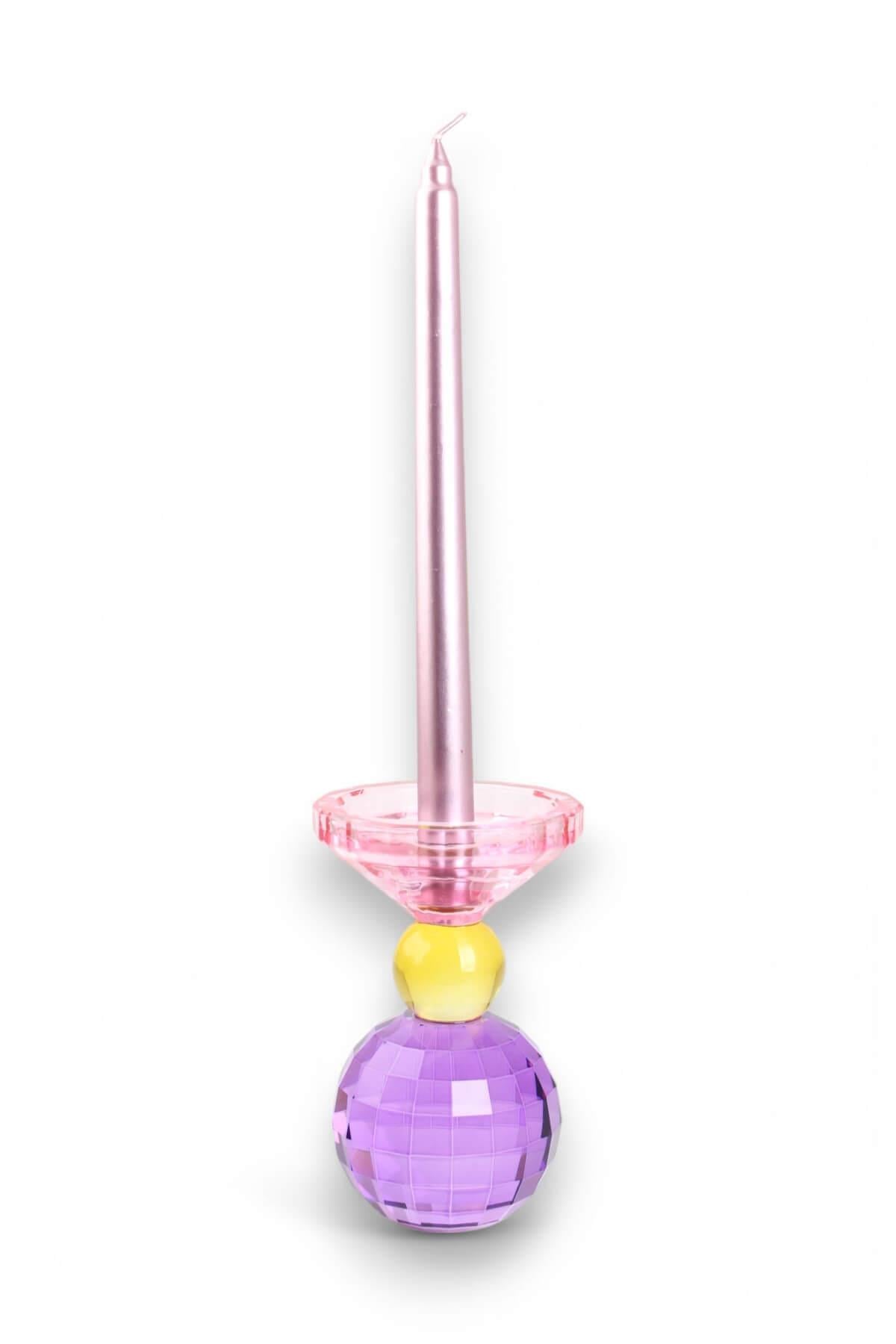 15cm Kristal Top Mumluk Mor Pembe