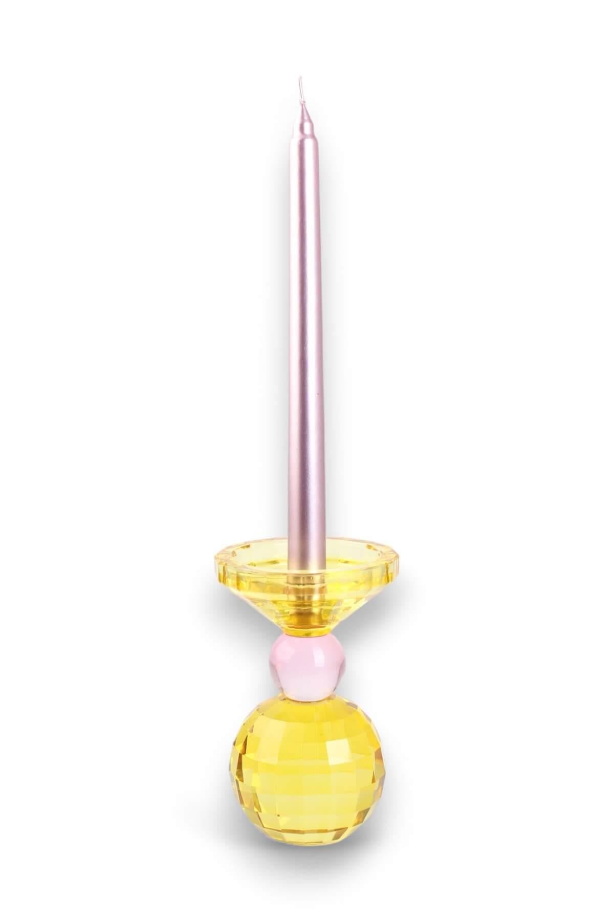 15cm Kristal Top Mumluk Sarı Pembe