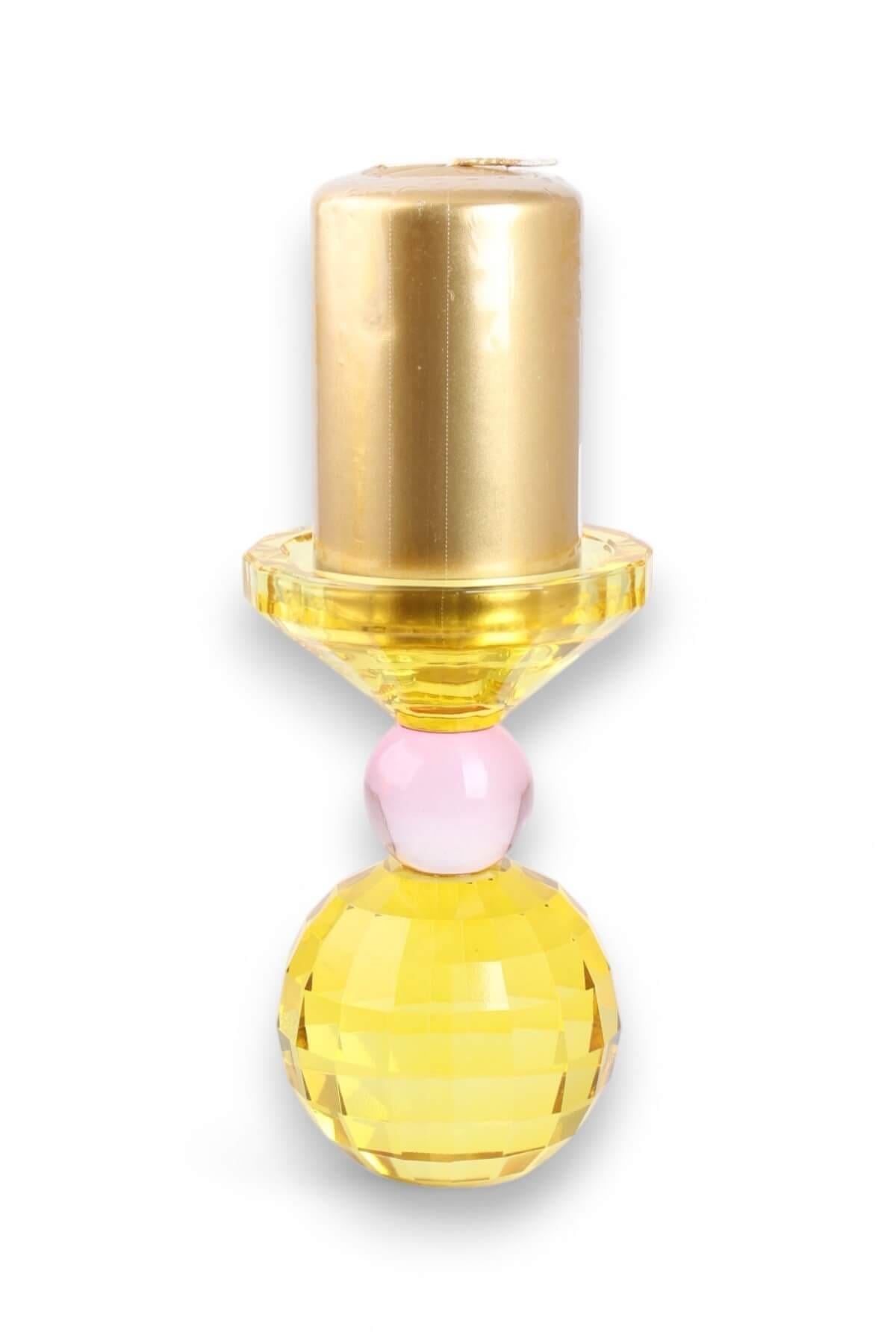 15cm Kristal Top Mumluk Sarı Pembe