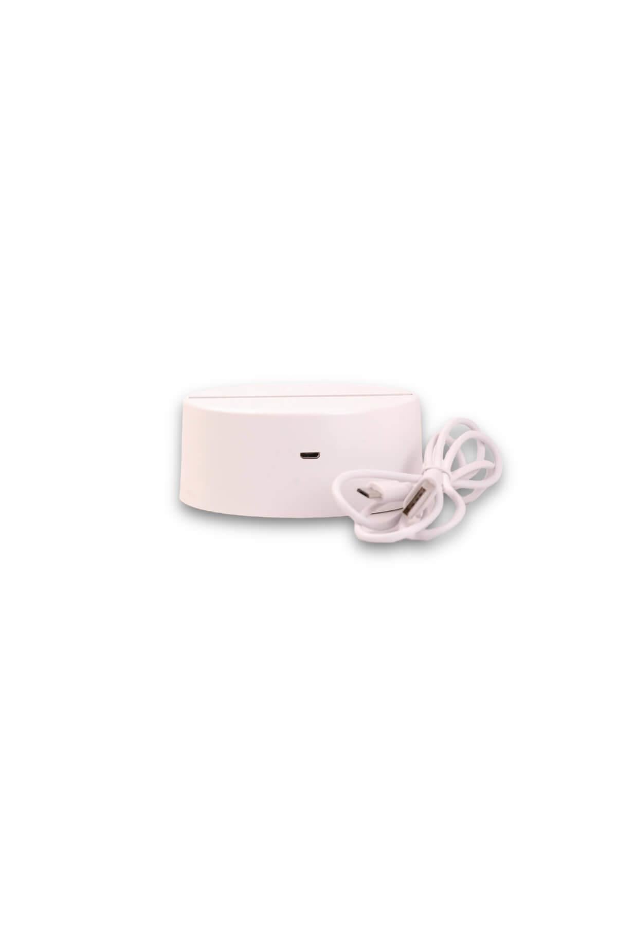 16cm USB Mavi Kumlu Işıklı Yuvarlak Çerçeve Dekor