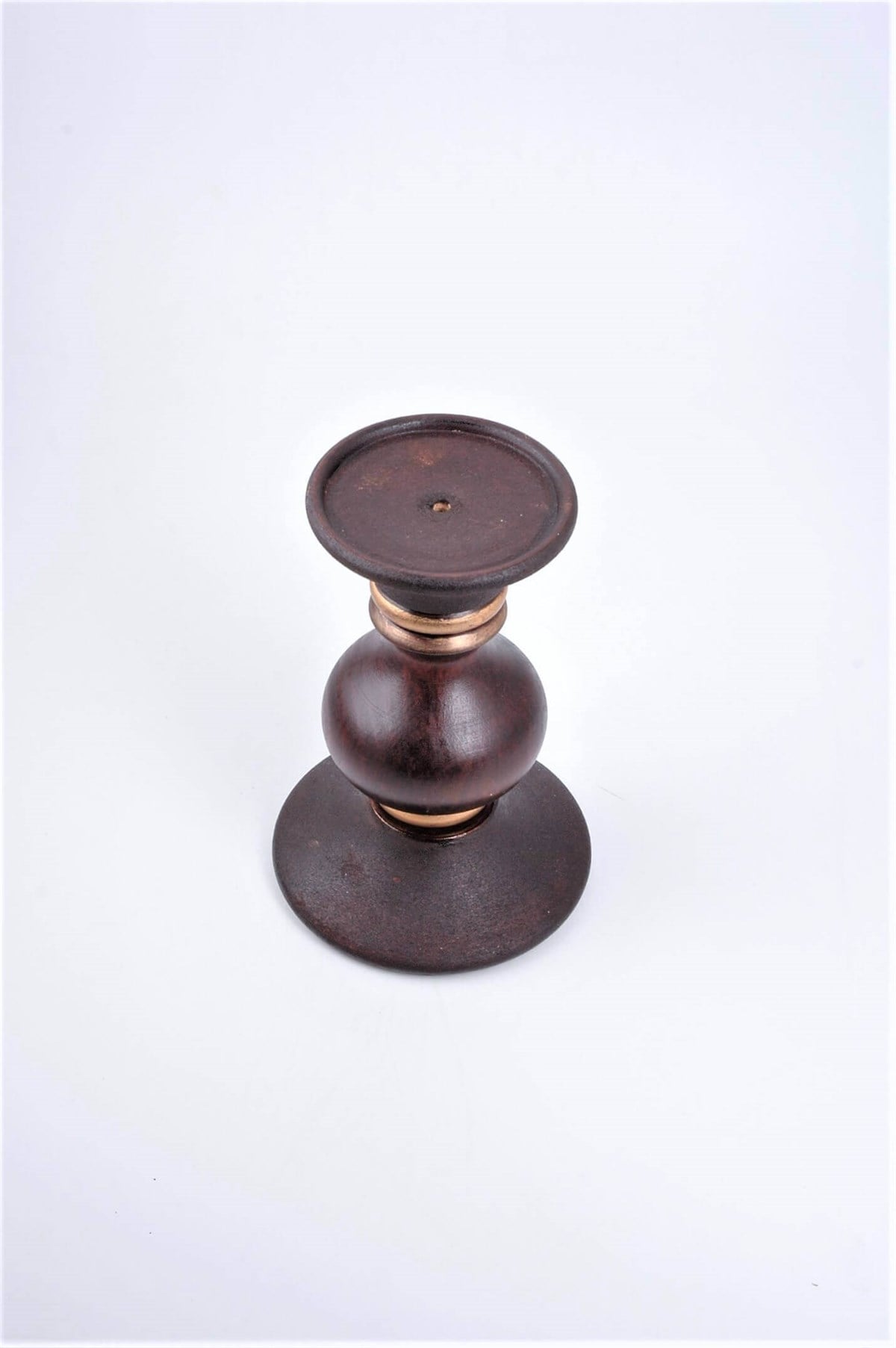 19 cm Bordo Ahşap Tombul Kütük Mumluk