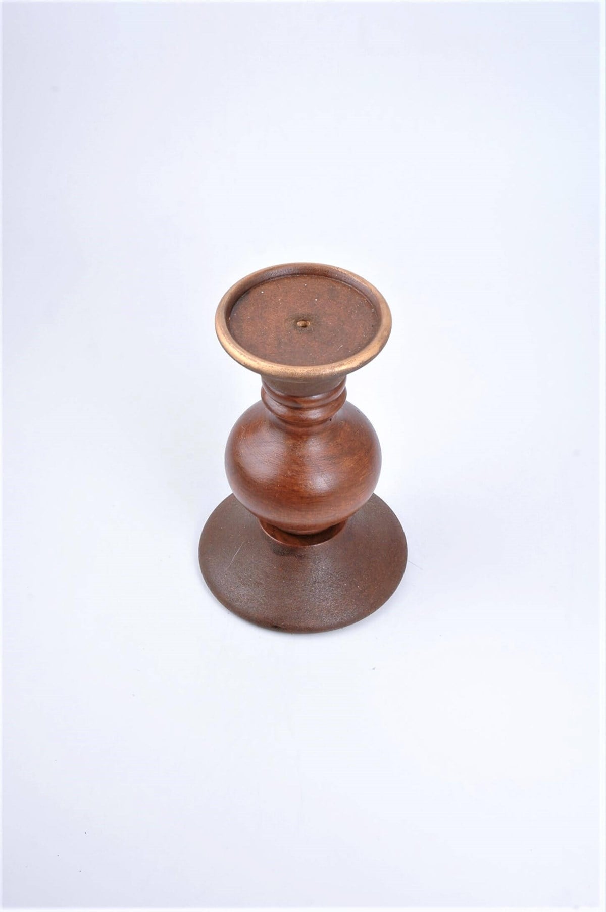 19 cm Kahve Ahşap Tombul Kütük Mumluk