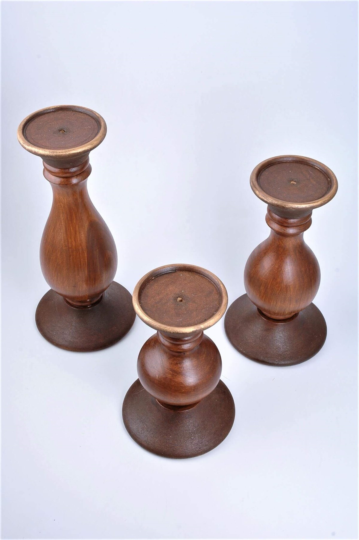 19 cm Kahve Ahşap Tombul Kütük Mumluk