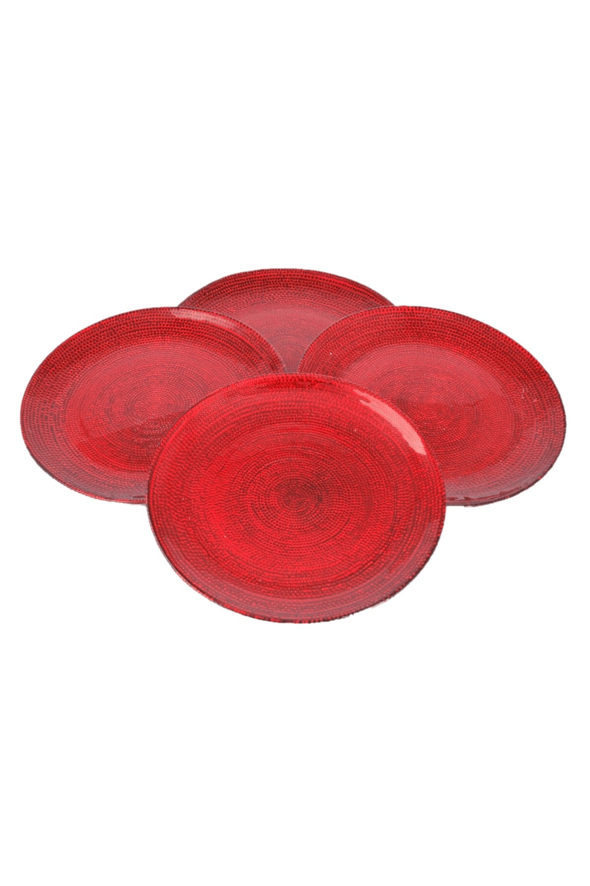 21cm 4lü Kırmızı Yaldızlı Pasta Tabağı