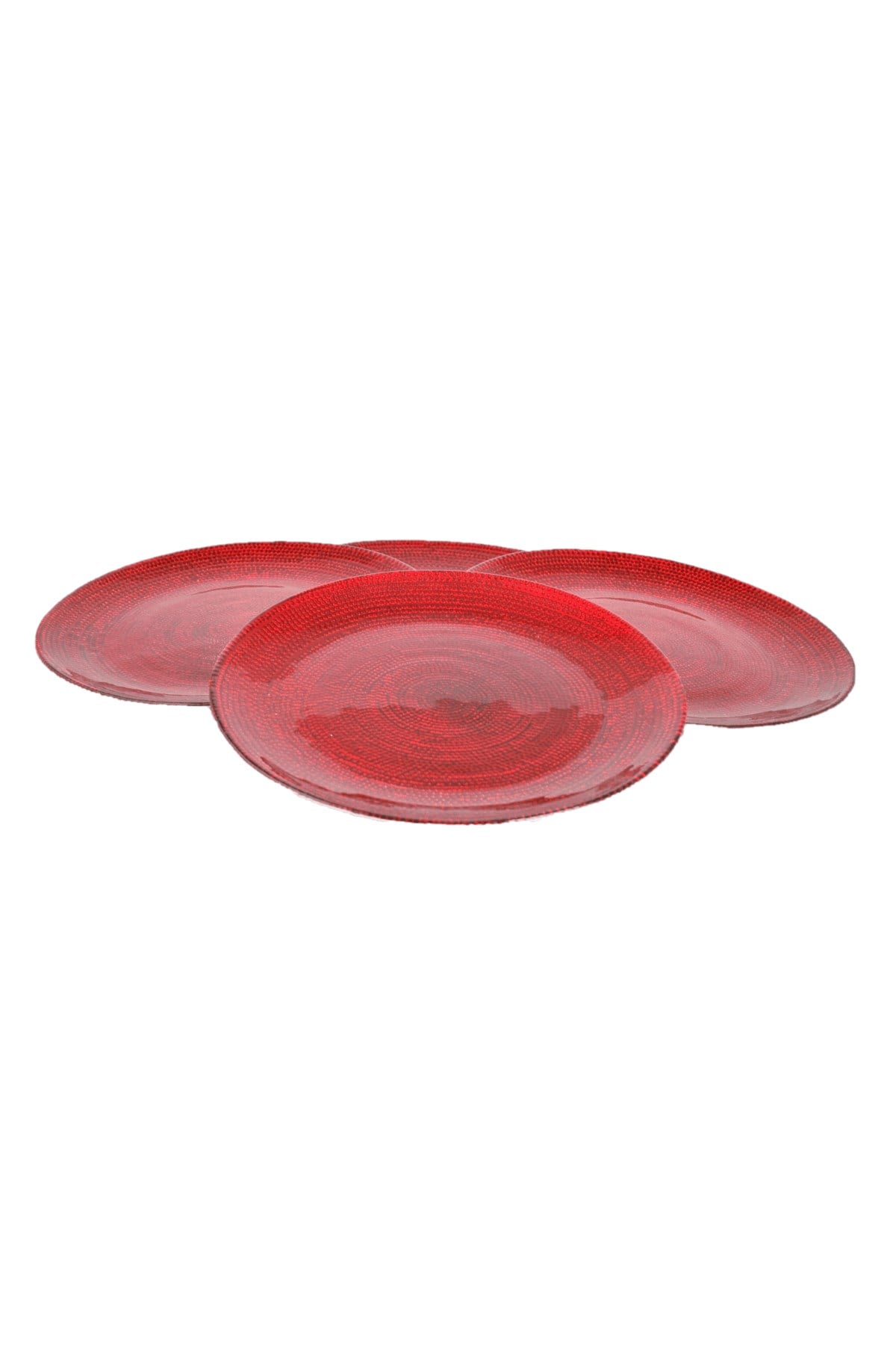 21cm 4lü Kırmızı Yaldızlı Pasta Tabağı