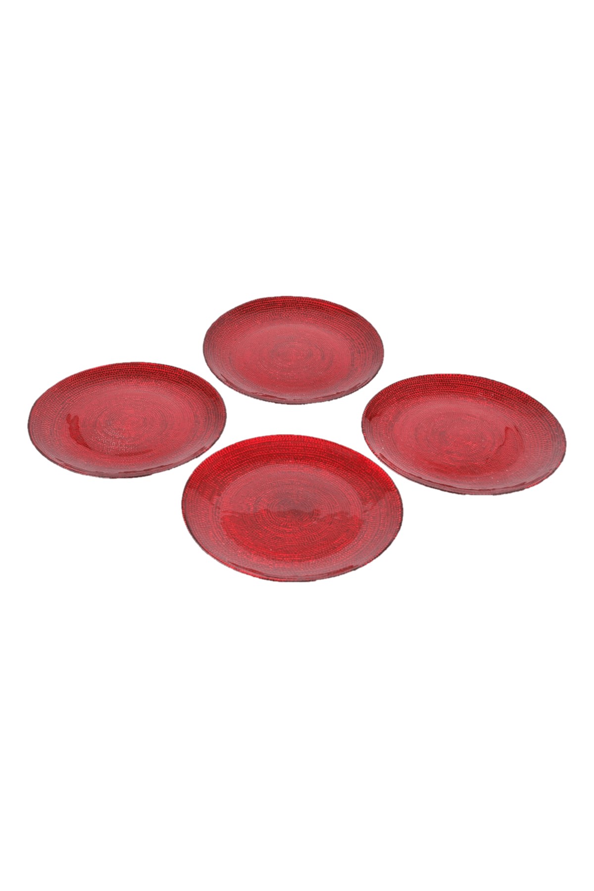 21cm 4lü Kırmızı Yaldızlı Pasta Tabağı
