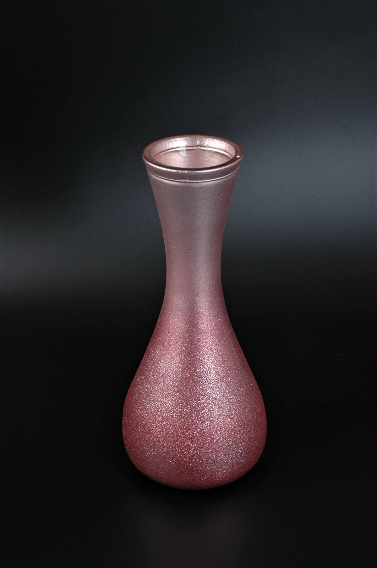 23cm Simli Pembe Cam Vazo