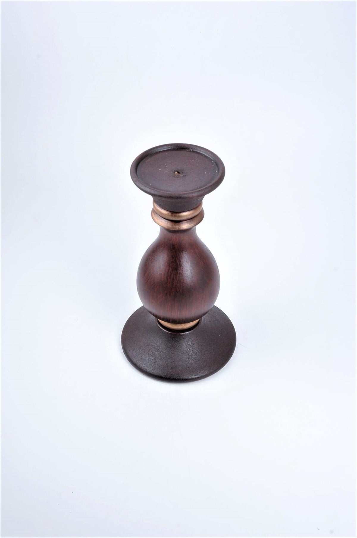 24 cm Bordo Ahşap Tombul Kütük Mumluk