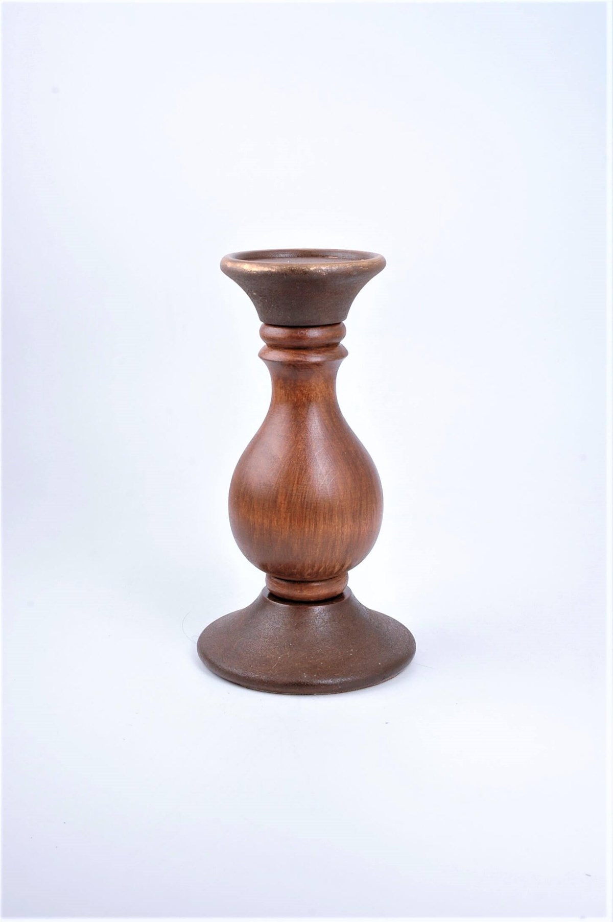 24 cm Kahve Ahşap Tombul Kütük Mumluk