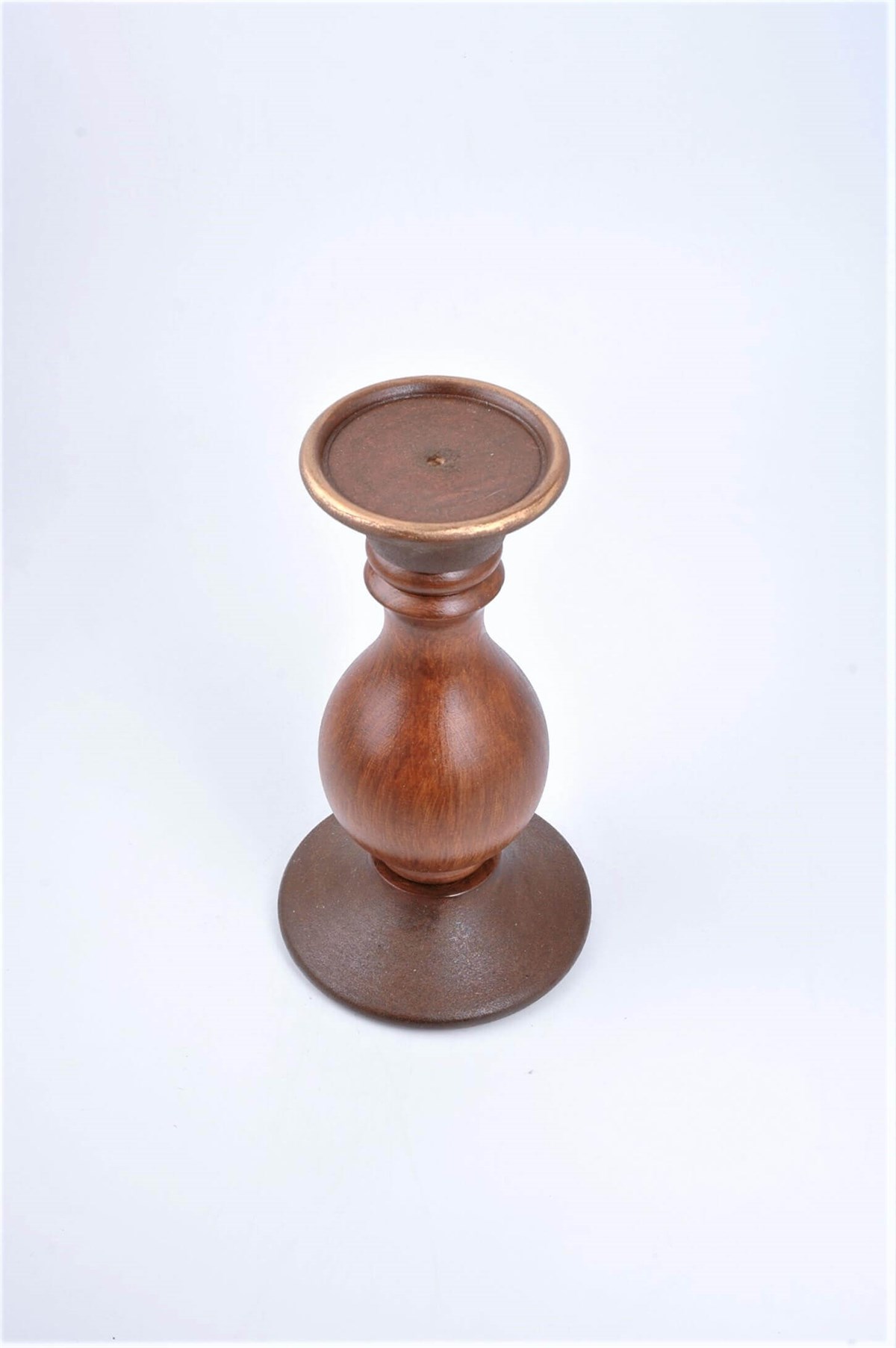 24 cm Kahve Ahşap Tombul Kütük Mumluk