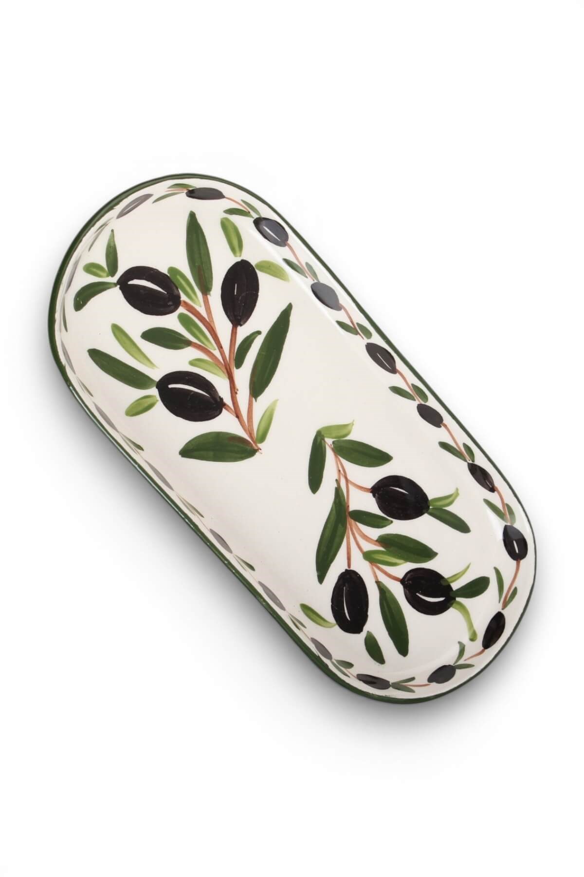 24x11cm Oval Zeytin Desenli Sunumluk