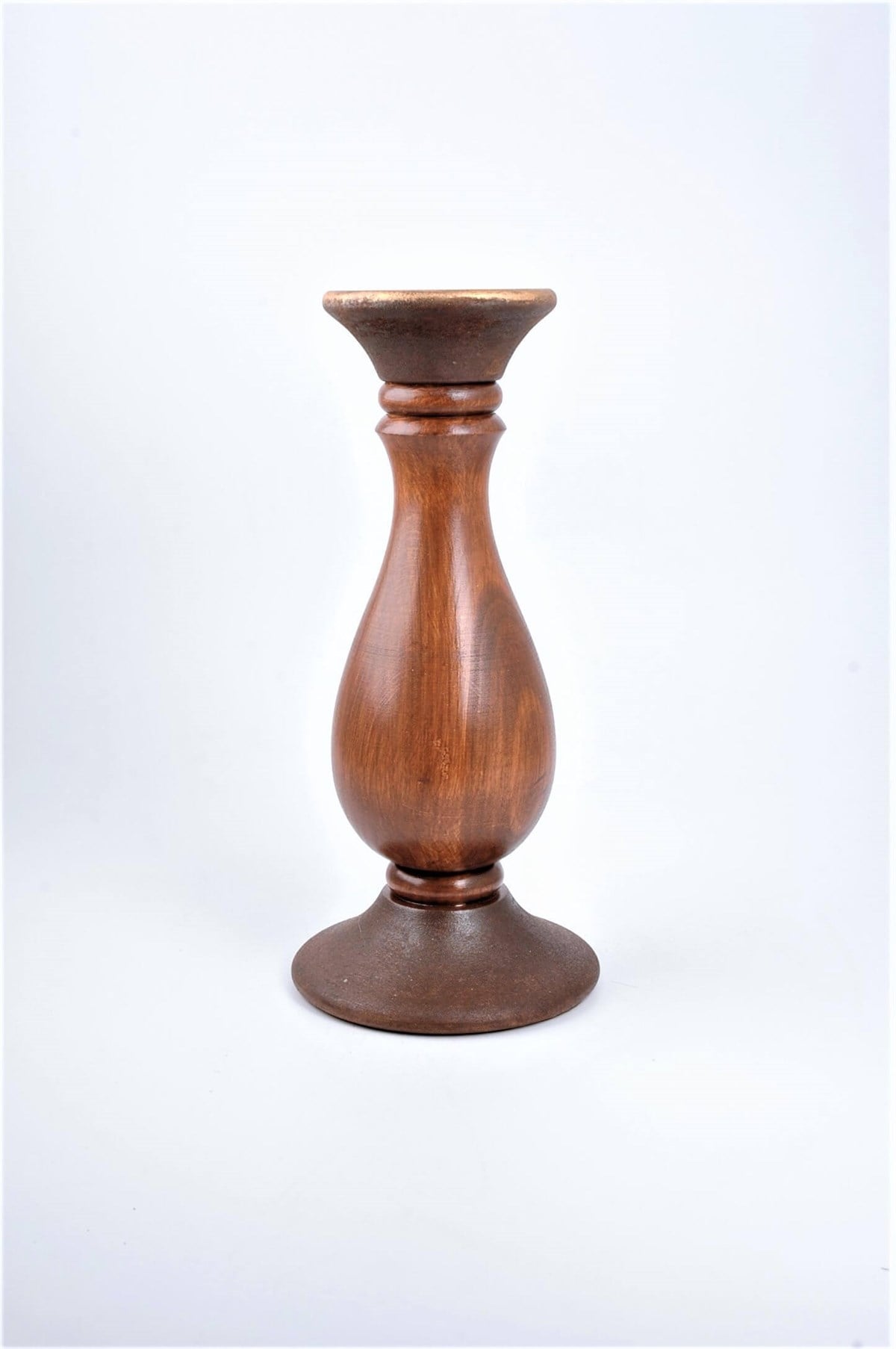 29 cm Kahve Ahşap Tombul Kütük Mumluk