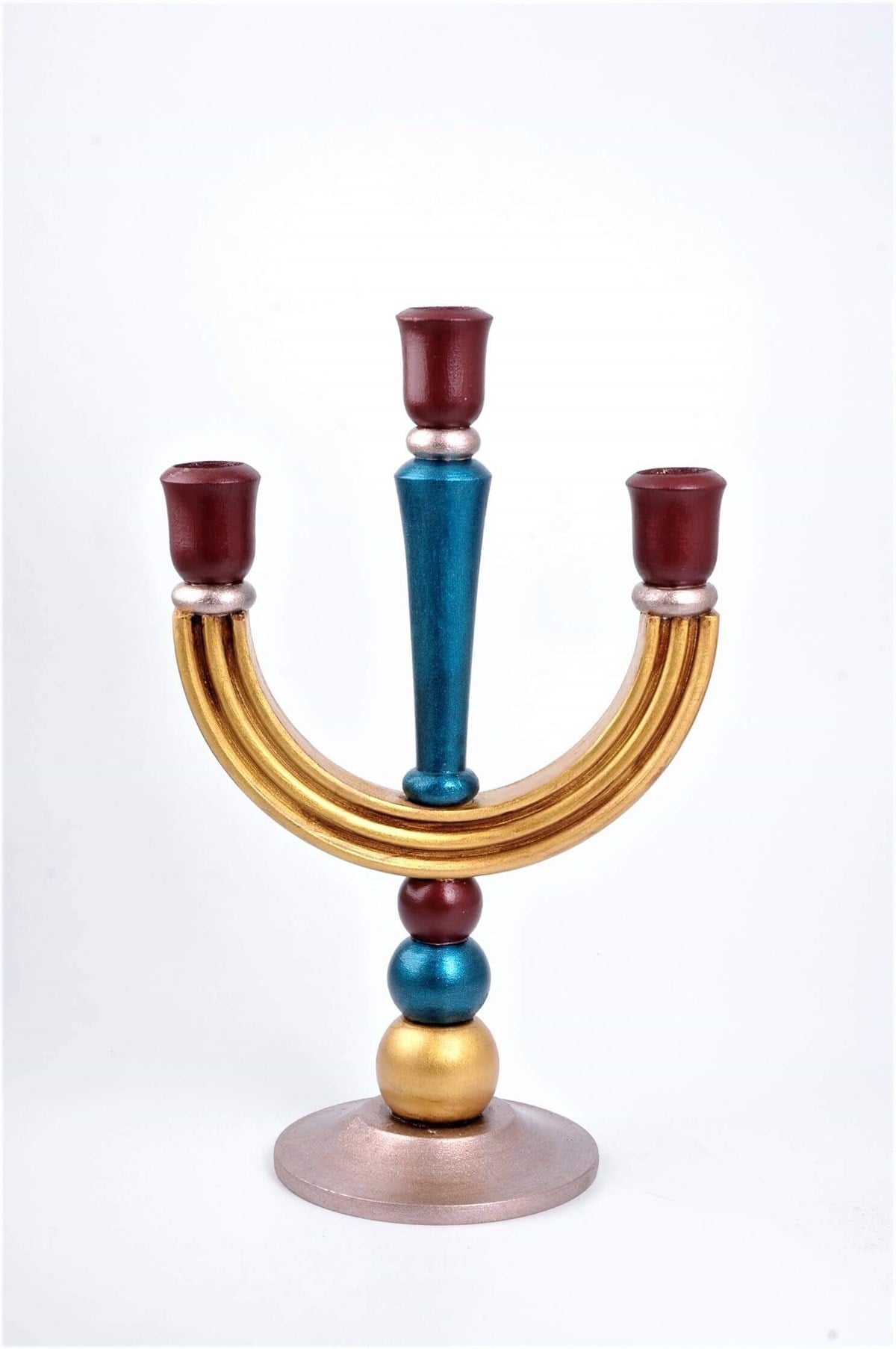 31 cm 3 Kollu Ahşap Şamdan Mumluk