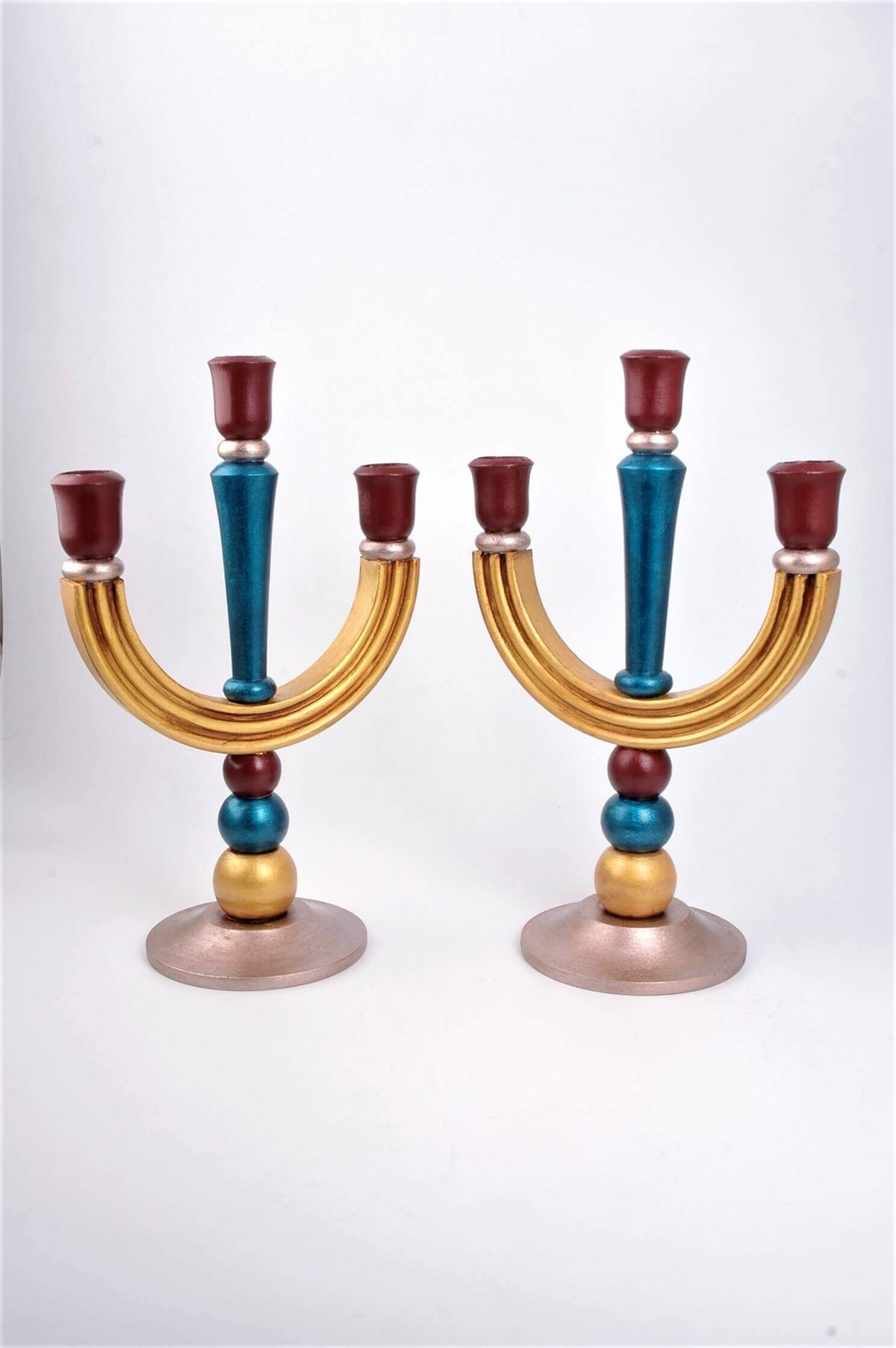 31 cm 3 Kollu Ahşap Şamdan Mumluk