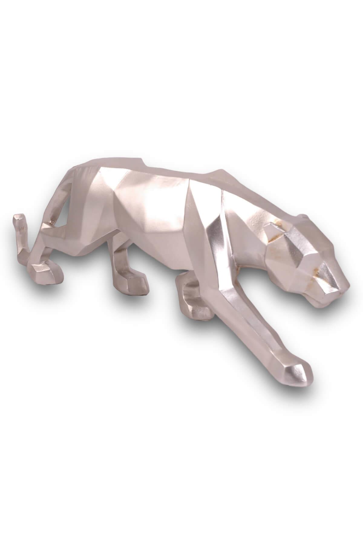 43cm Gümüş Kübik Puma Polyester Dekor