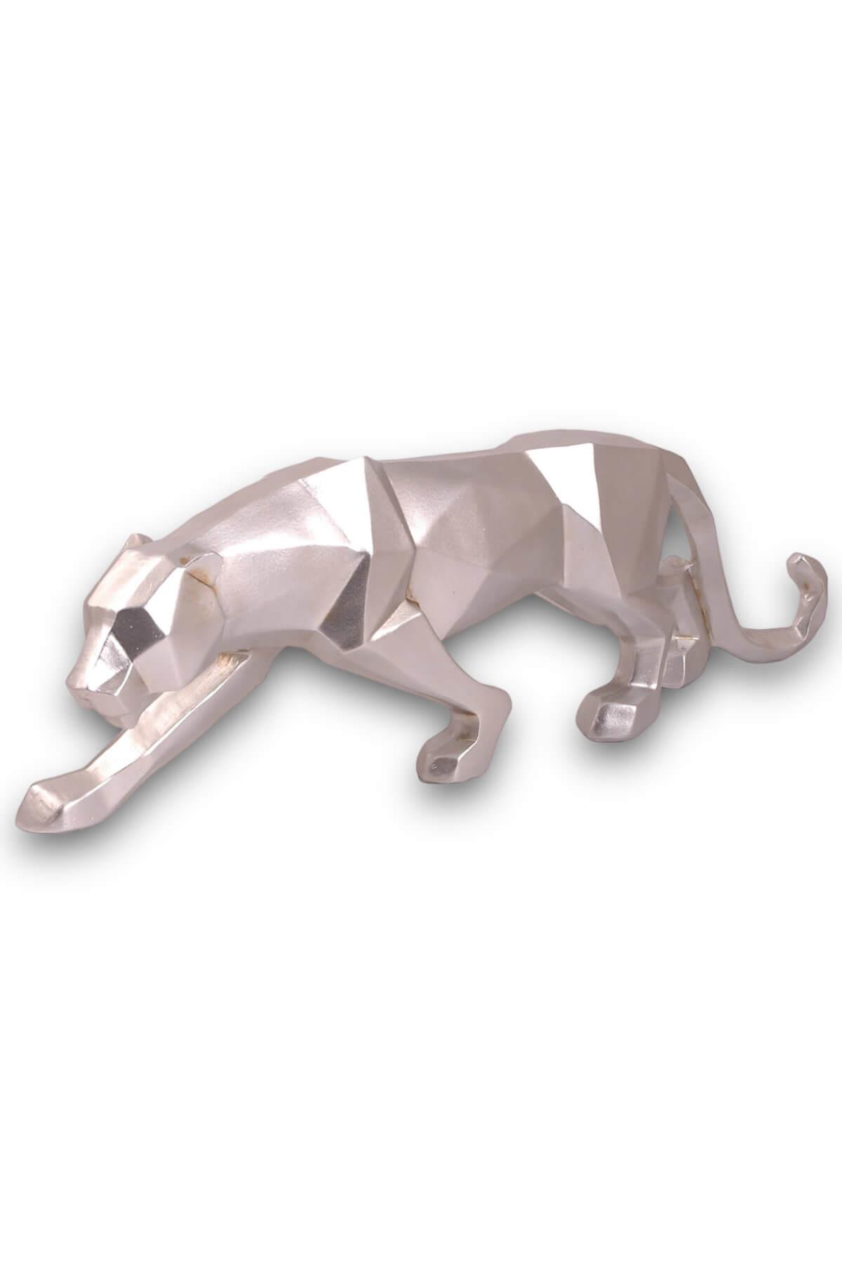 43cm Gümüş Kübik Puma Polyester Dekor