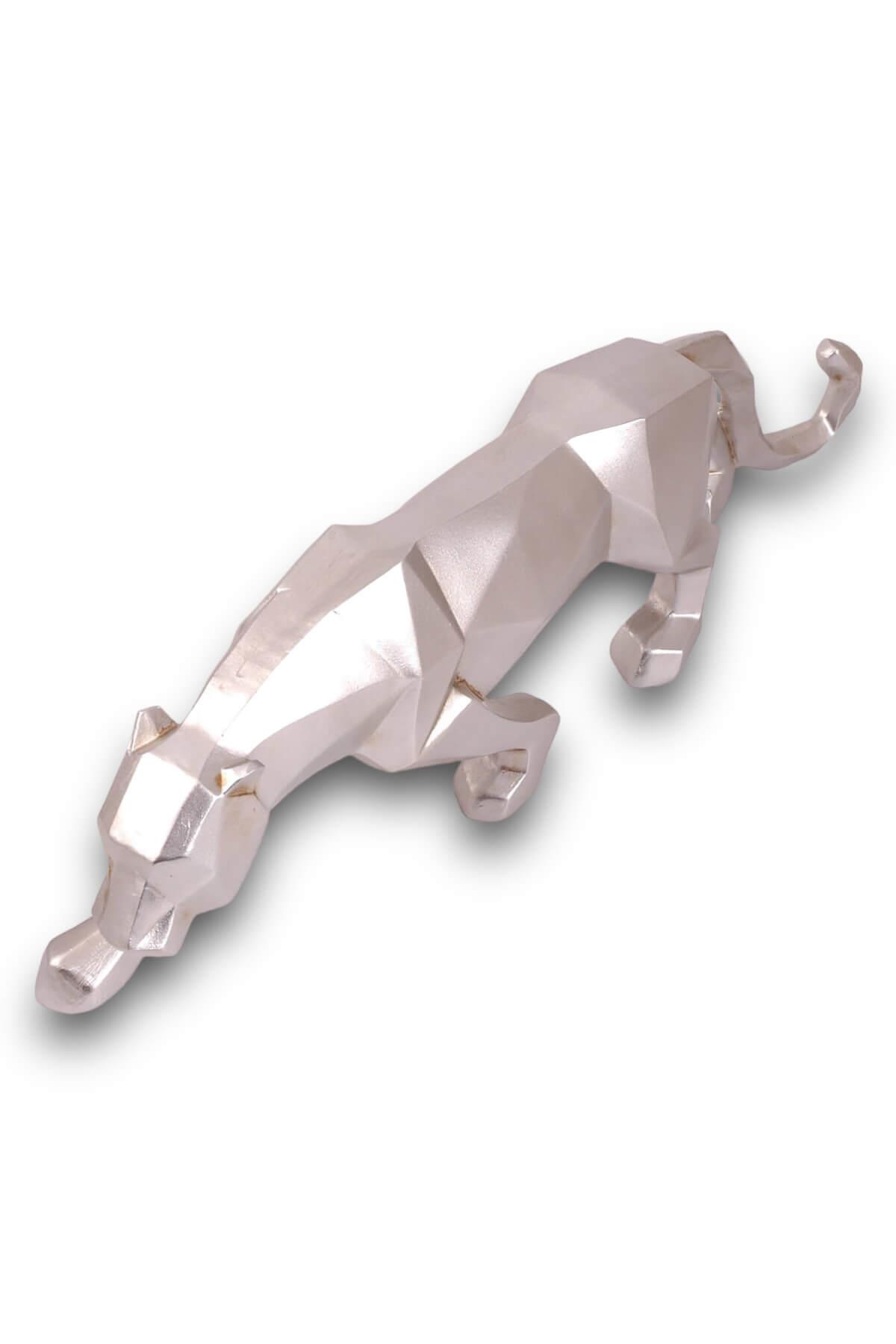 43cm Gümüş Kübik Puma Polyester Dekor