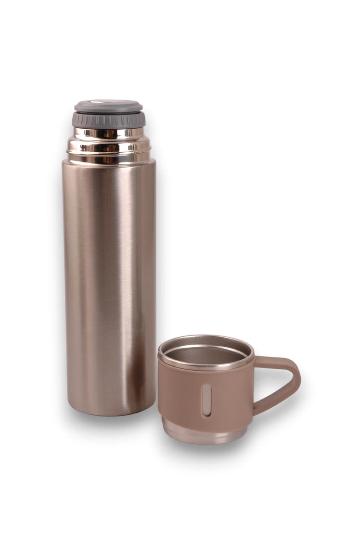 Gümüş Bardaklı Termos Matara Seti 500ml