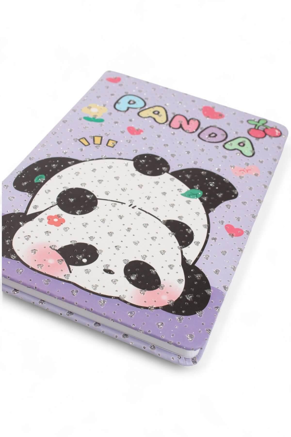 A5 Nokta Simli  Mor Panda Defter