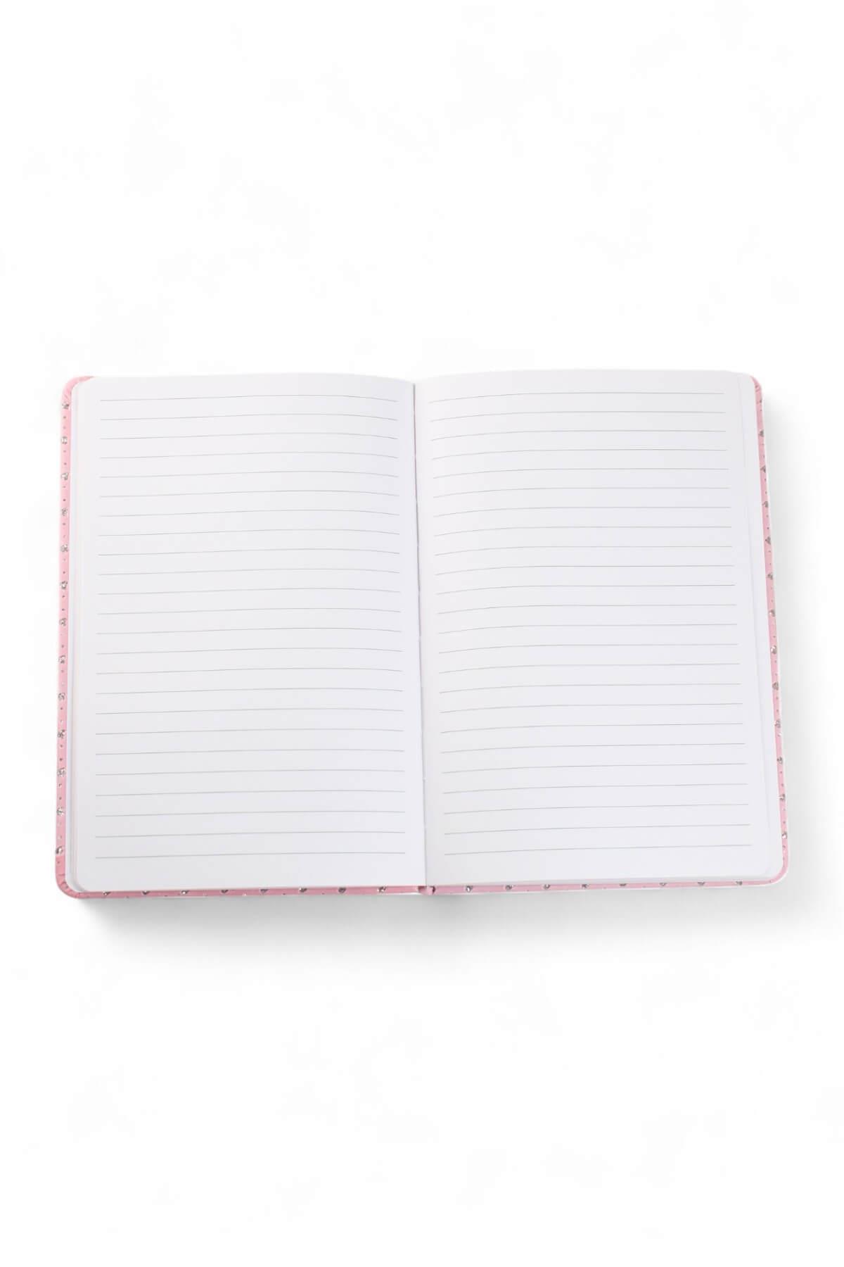 A5 Nokta Simli  Pembe Panda Defter