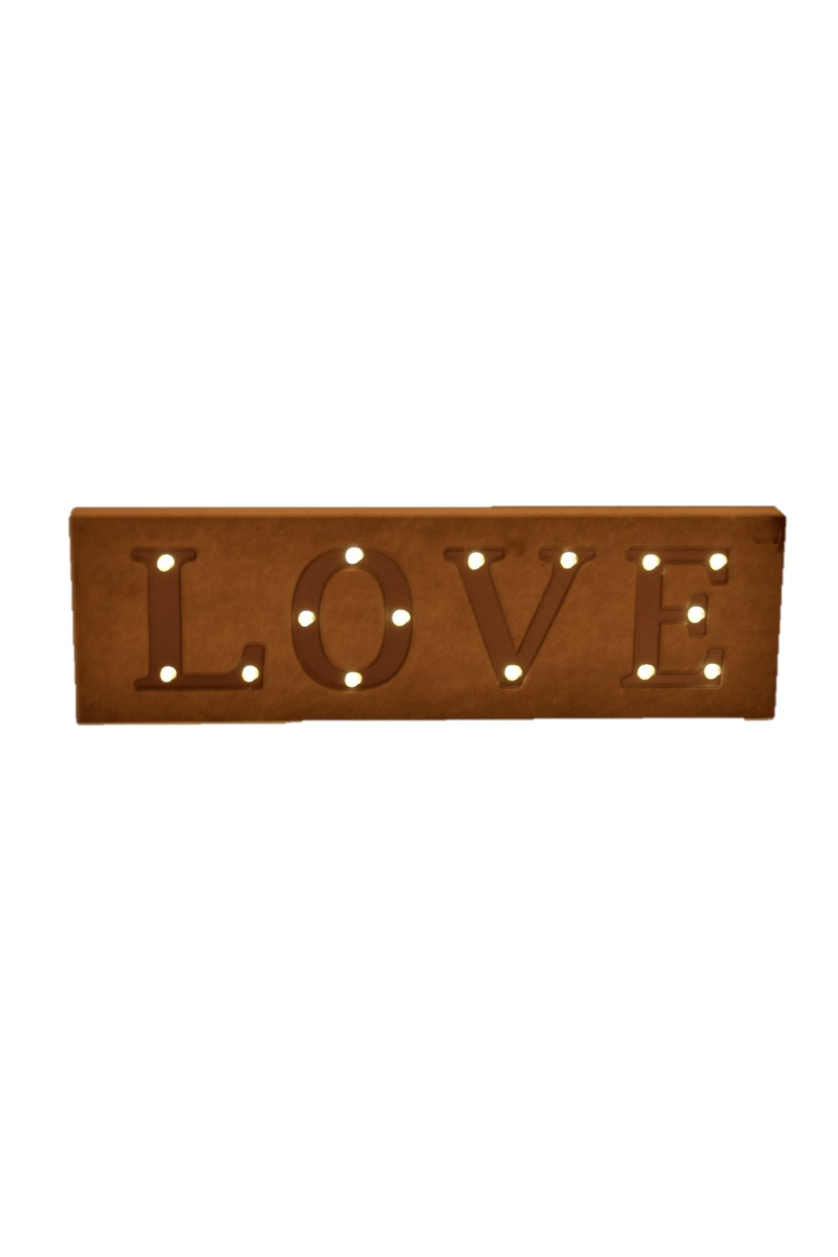 Ahşap LOVE Led Işıklı Pano Pilli