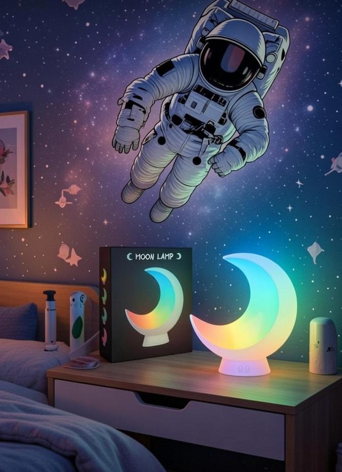 Ay Şeklinde Renk Değiştiren Gece Lambası 
