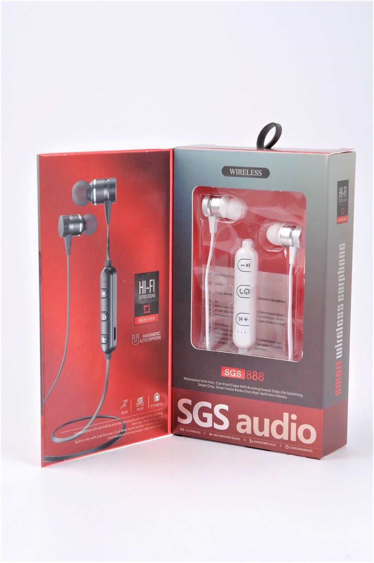 Beyaz HiFi Boyuna Asılan Mıknatıslı Bluetooth Kulaklık SGS 888