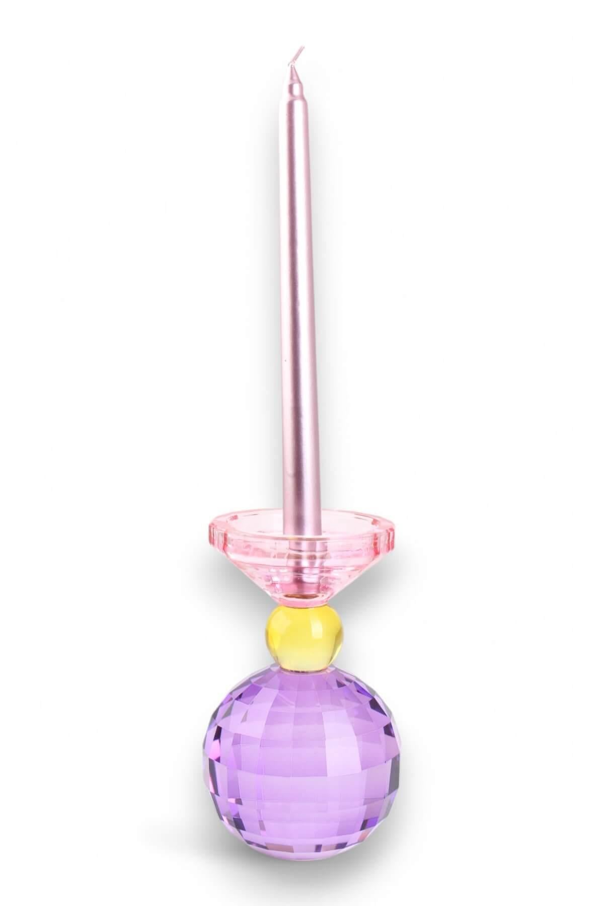 17cm Kristal Top Mumluk Mor Pembe