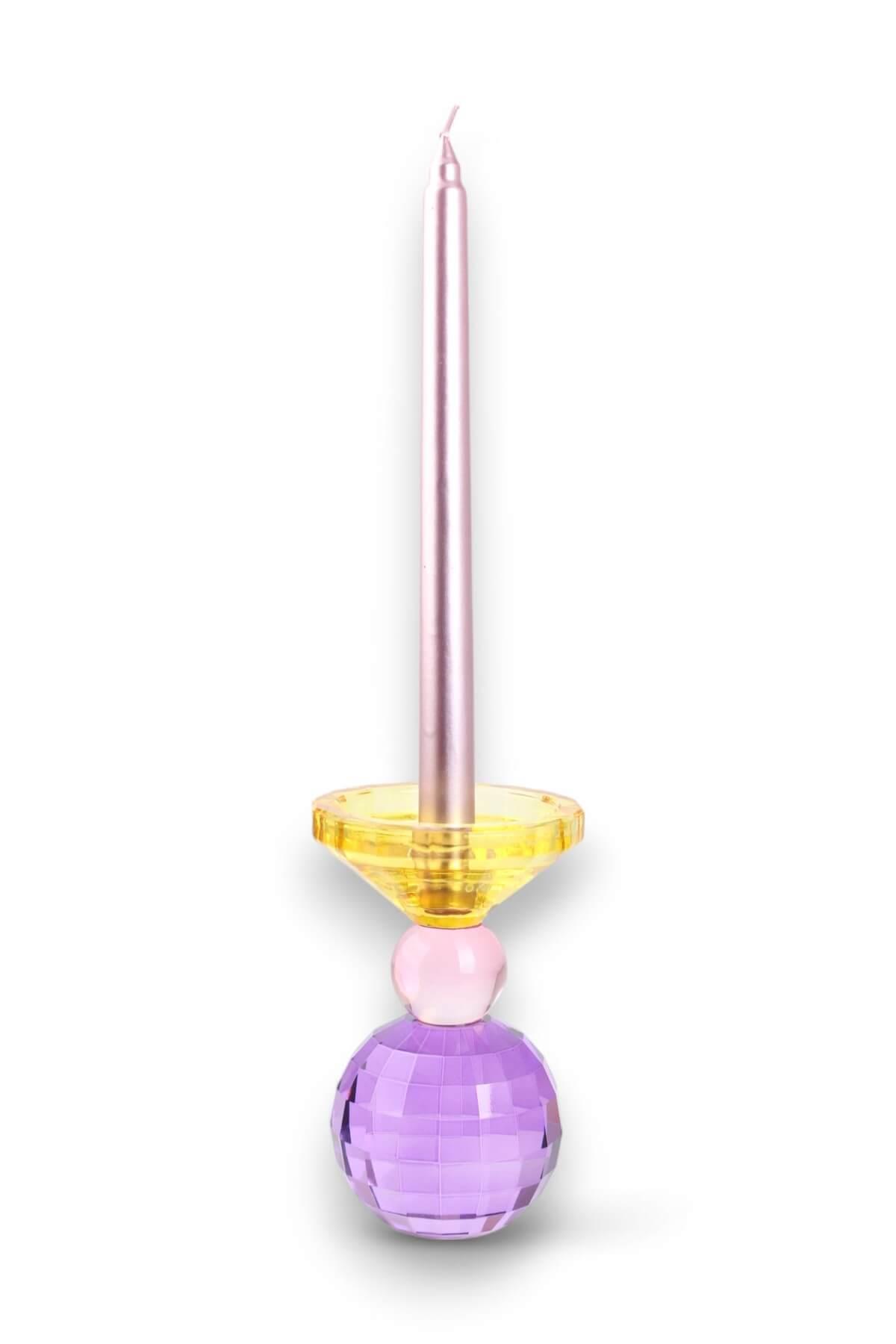 15cm Kristal Top Mumluk Mor Sarı