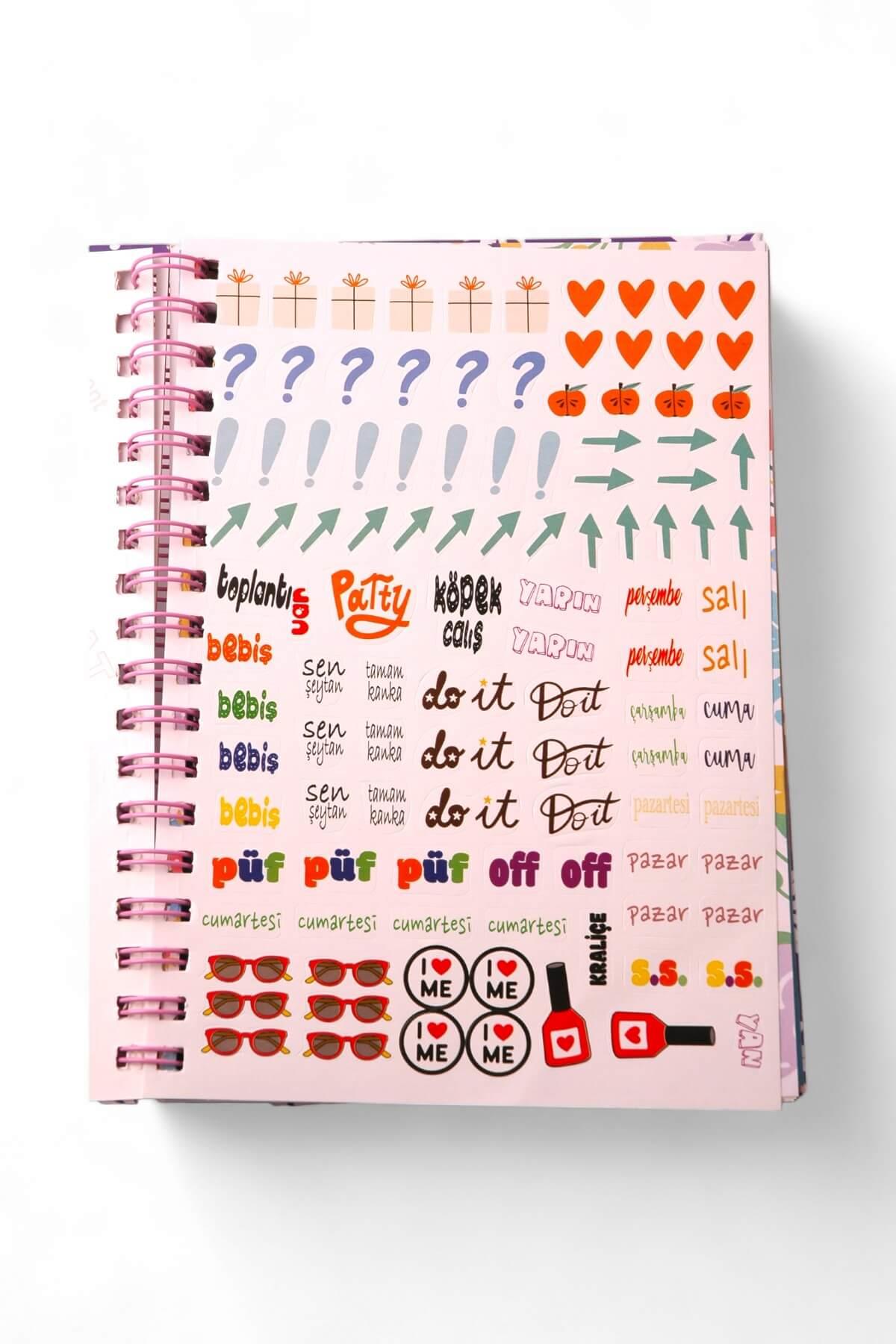 Mor Follow Your Dreams Tasarımlı Konuşan Stickerlı Ajanda Defter