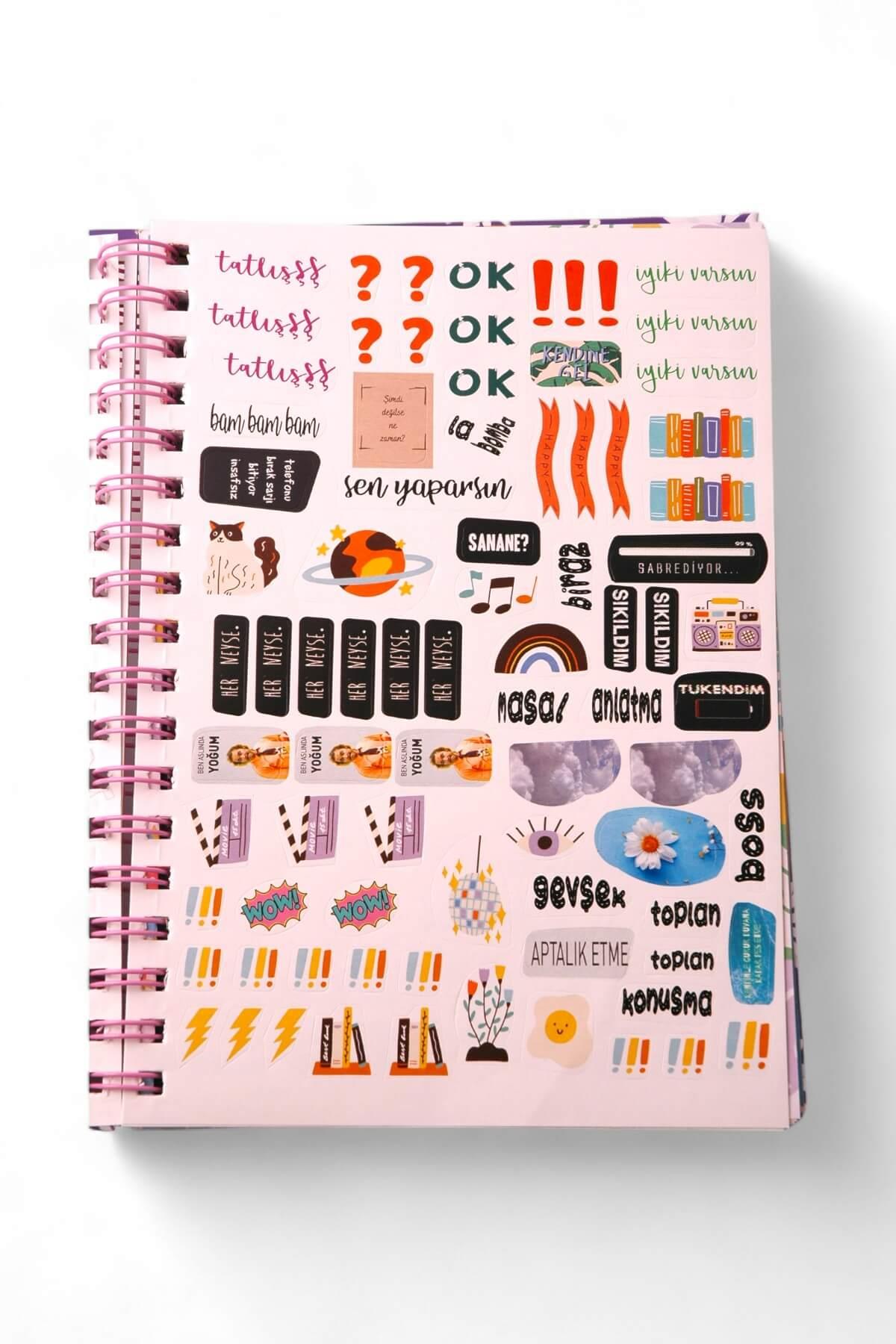Sütü Çilekli Seni Sürekli Tasarımlı Konuşan Stickerlı Ajanda Defter
