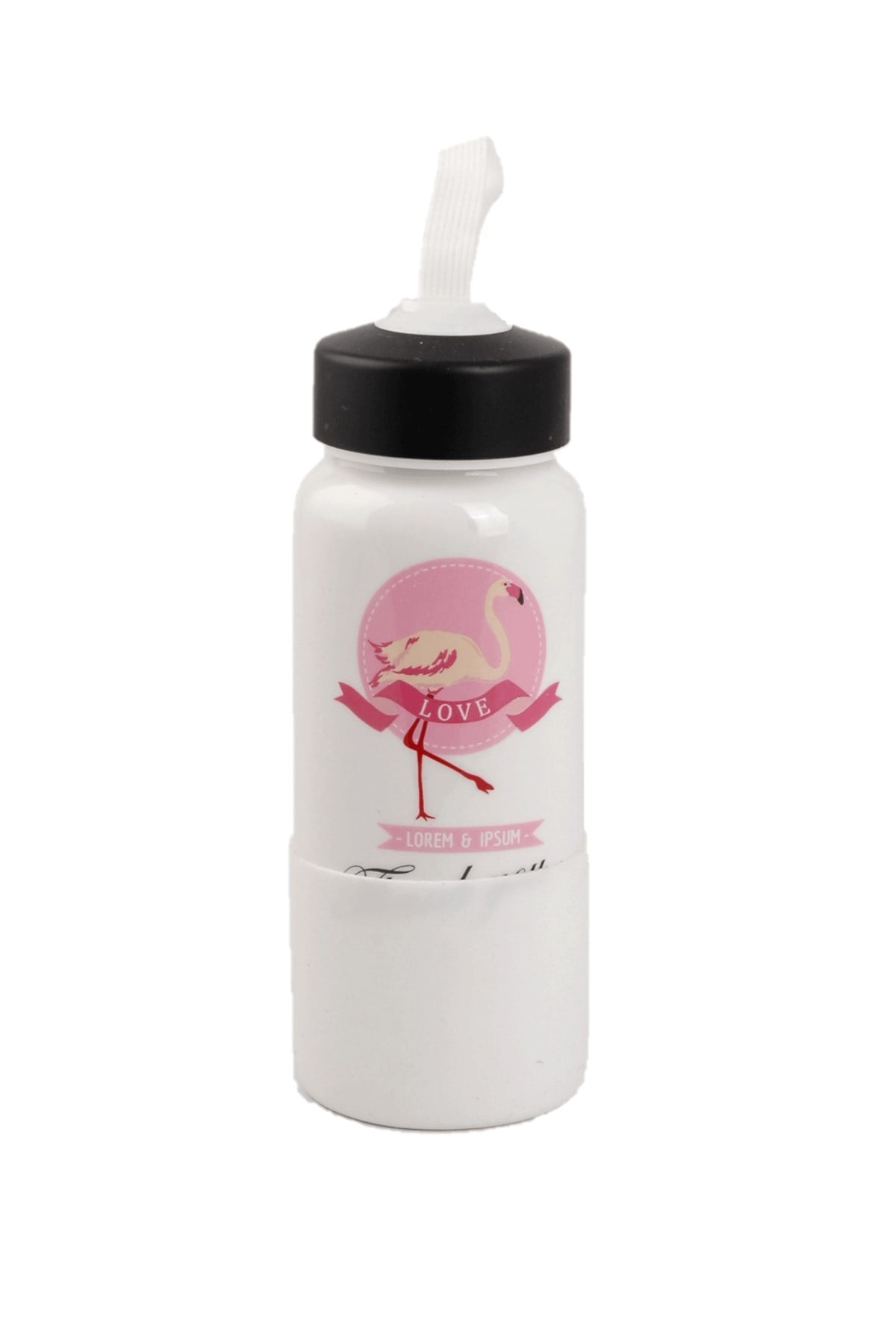 Flamingo Resimli Porselen Matara Silikon Tabanlı Thank You 
