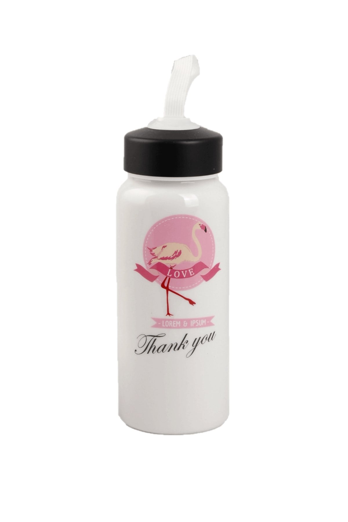 Flamingo Resimli Porselen Matara Silikon Tabanlı Thank You 